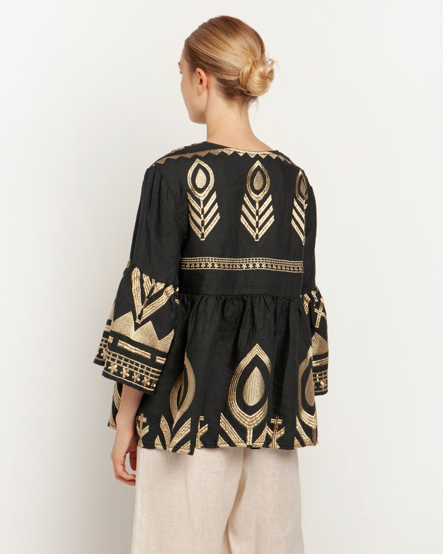 Feather Long Sleeve V-Neck Shirt