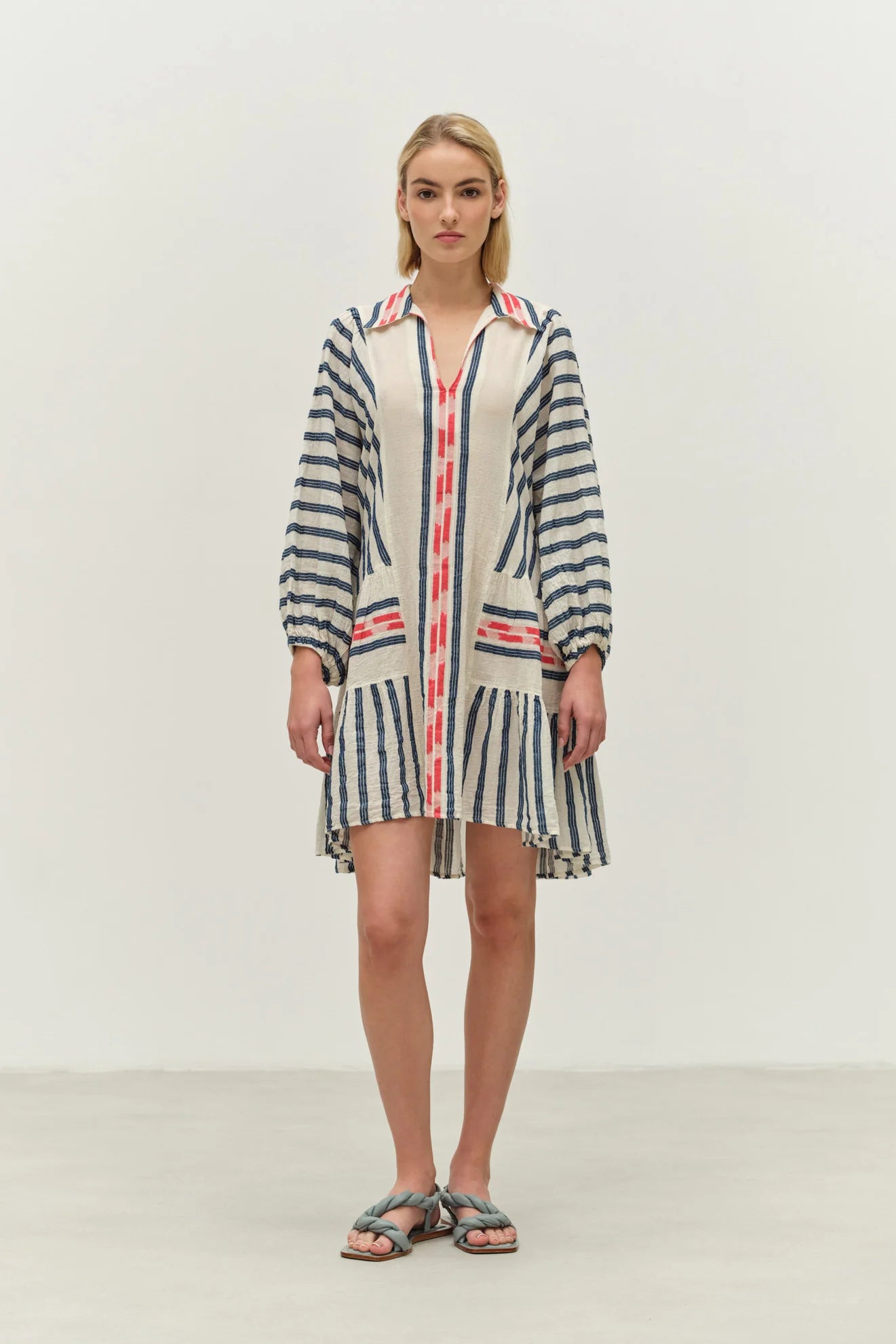Nifty Nautical Long Sleeve Cotton Dress