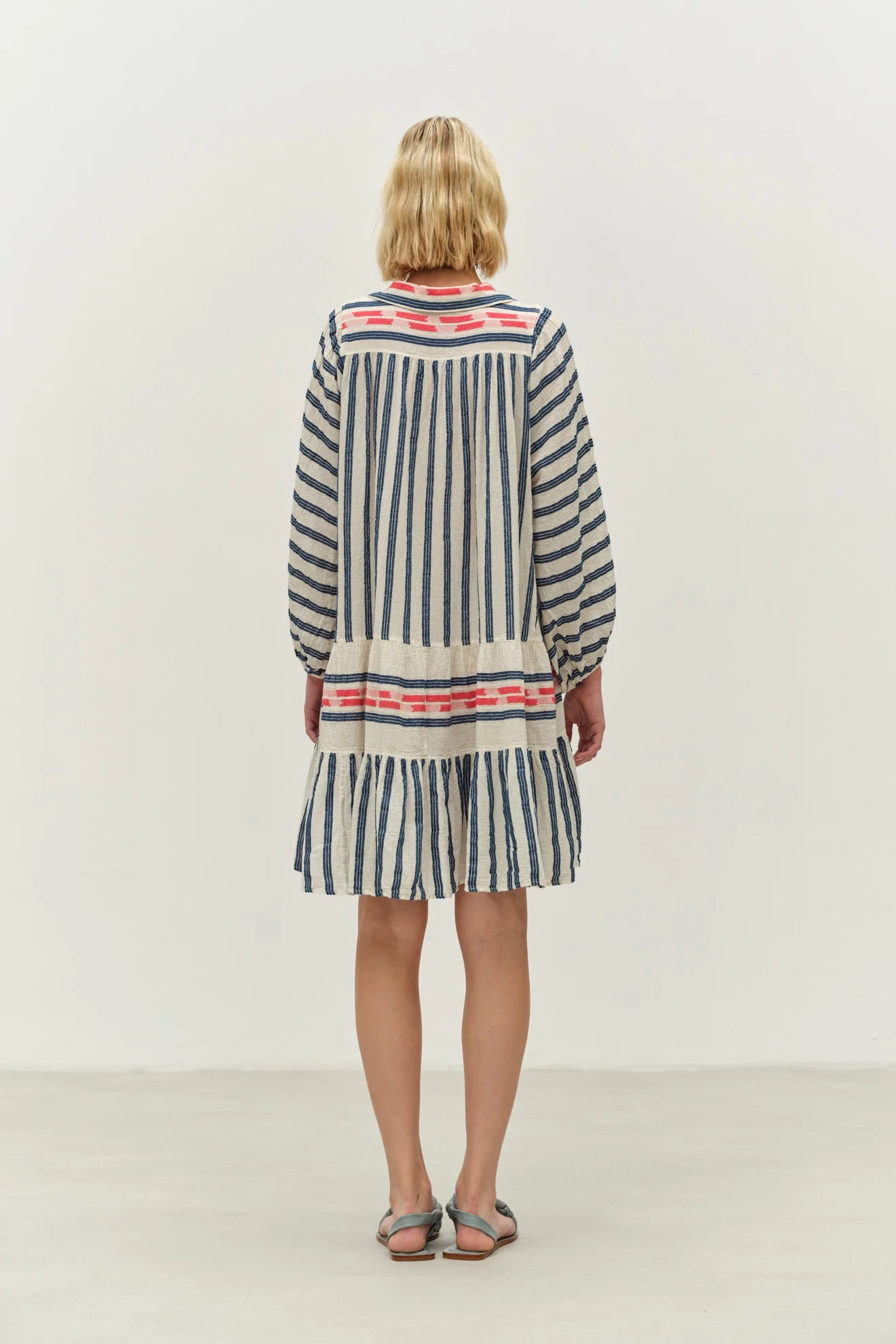 Nifty Nautical Long Sleeve Cotton Dress