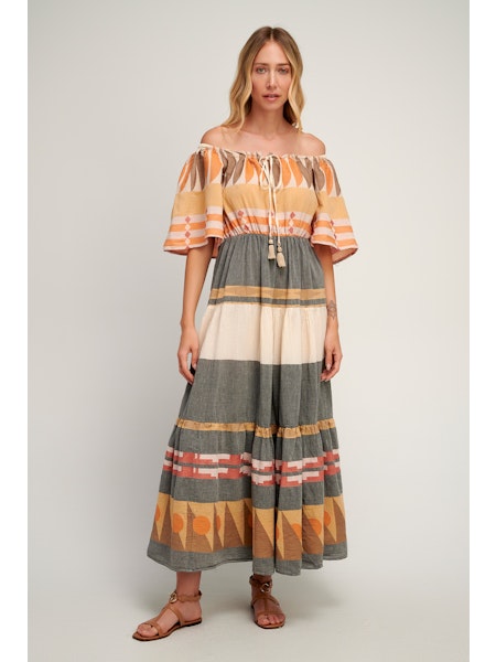 Chios Ruffled Sleeve Maxi Dress