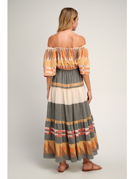 Chios Ruffled Sleeve Maxi Dress