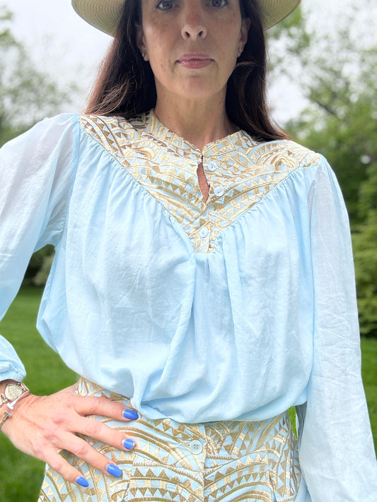 Mao Collar Long Sleeve Shirt