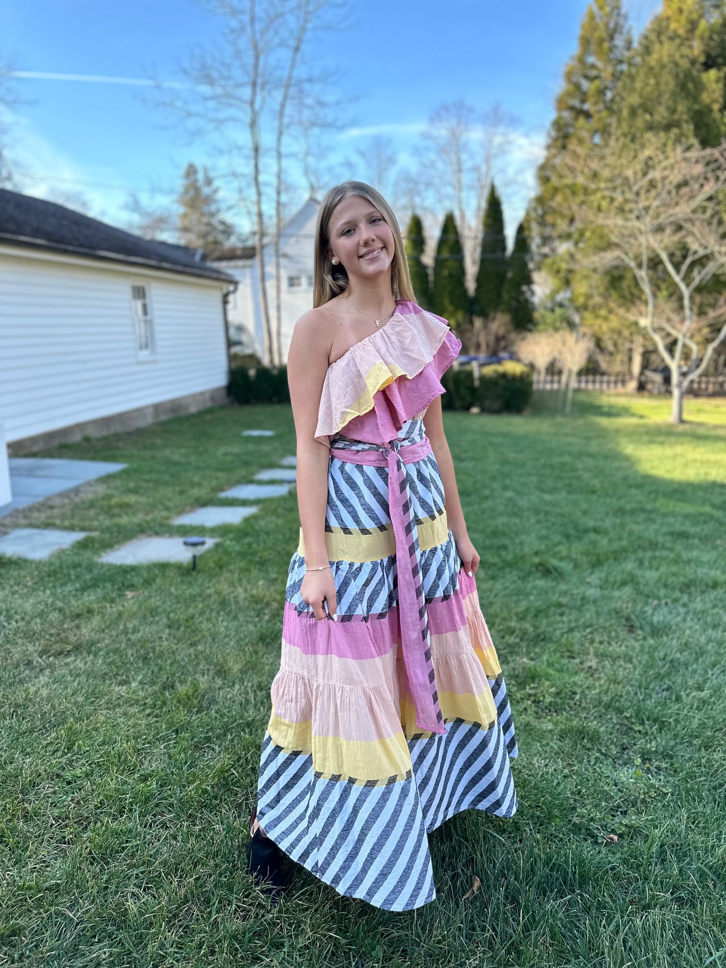 Cora Ruffled One Shoulder Maxi Dress