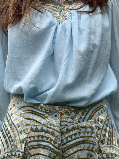 Mao Collar Long Sleeve Shirt