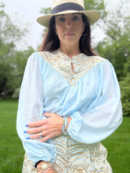 Mao Collar Long Sleeve Shirt