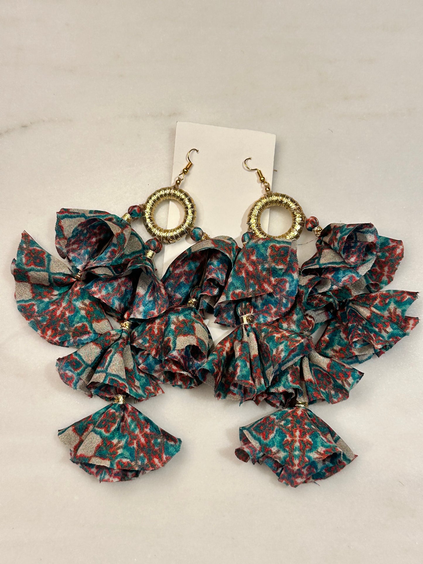 Silk Sari Tassel Earrings