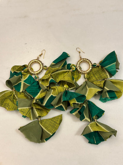 Silk Sari Tassel Earrings