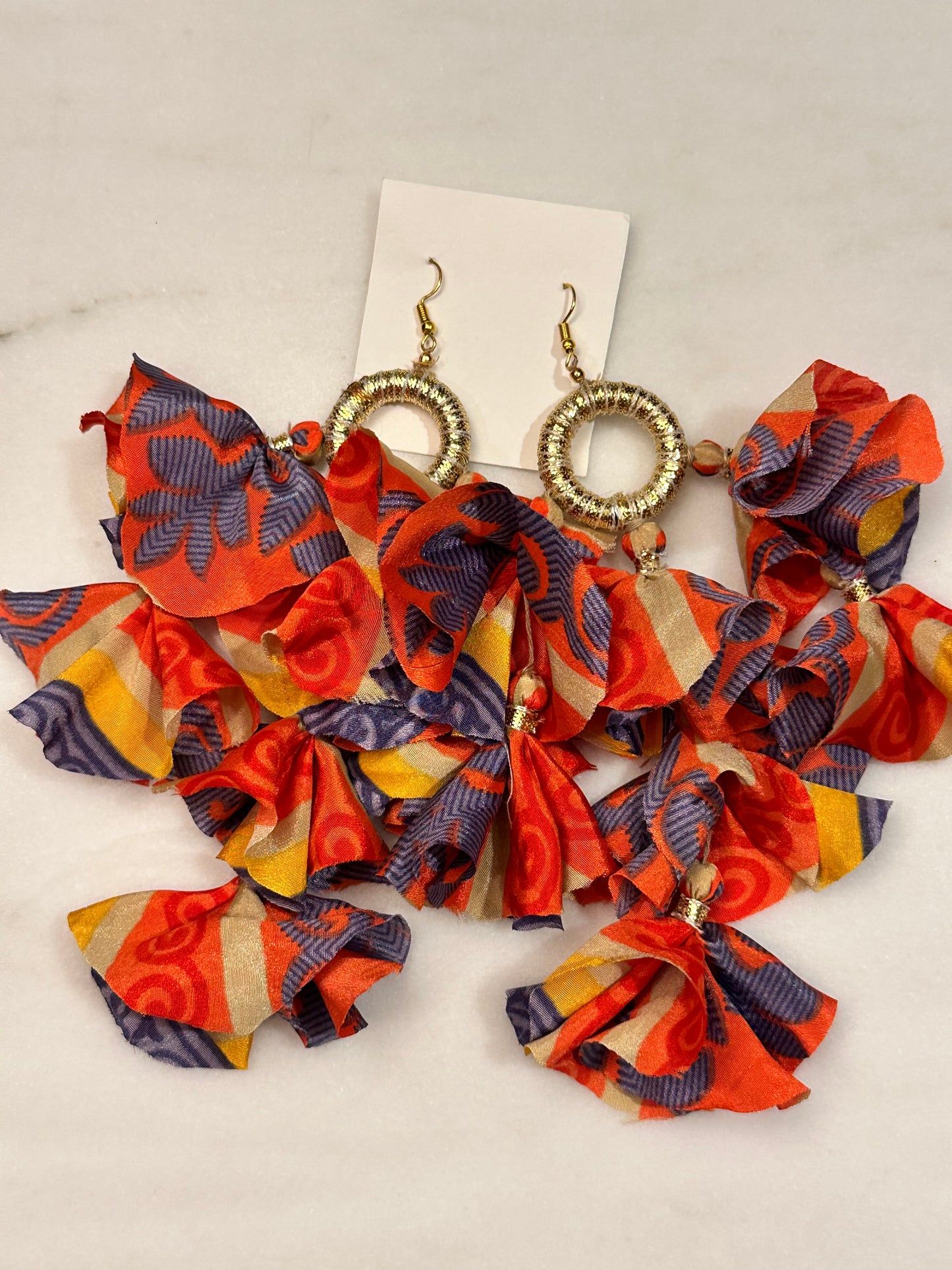 Silk Sari Tassel Earrings