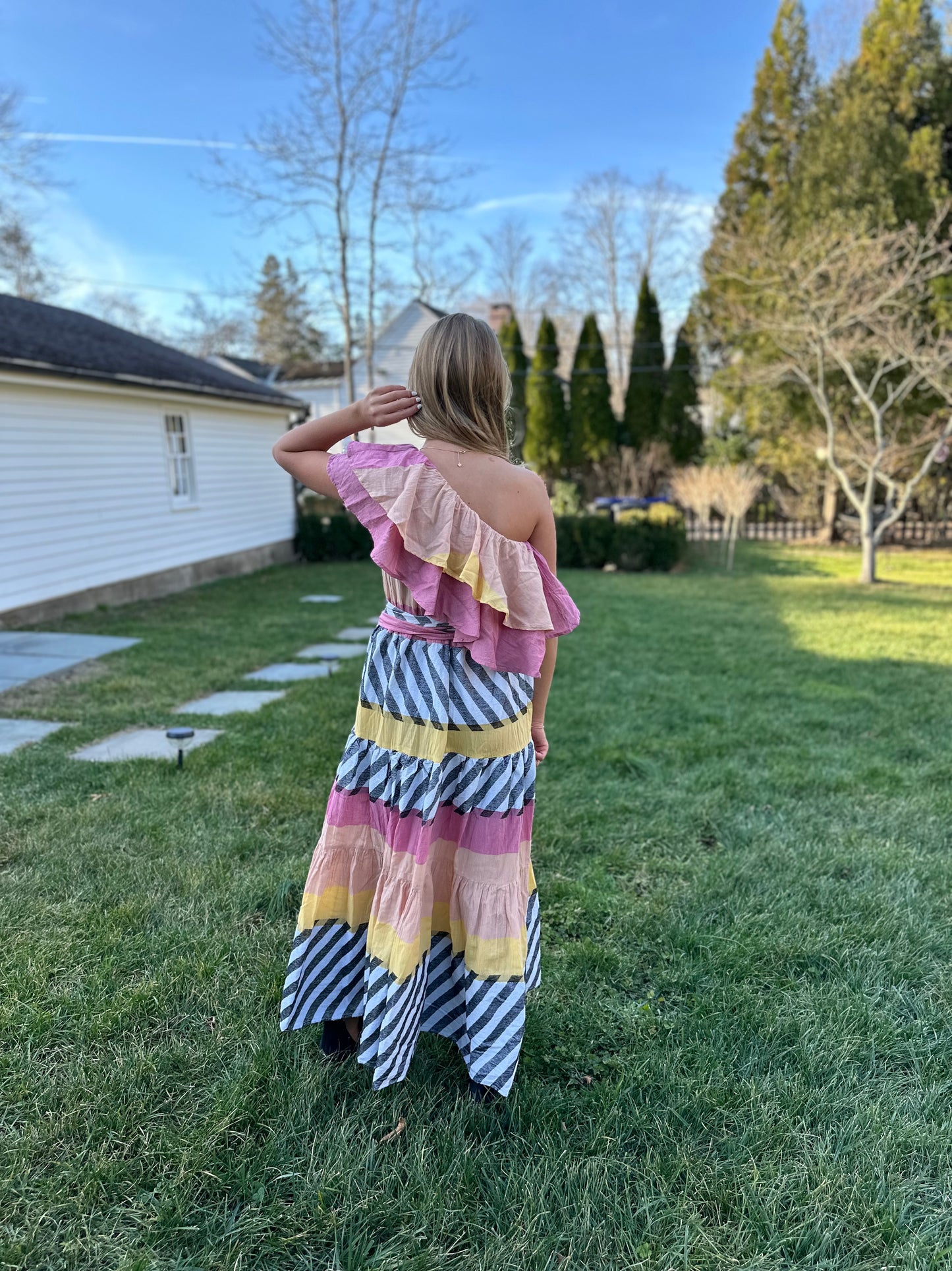 Cora Ruffled One Shoulder Maxi Dress
