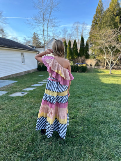 Cora Ruffled One Shoulder Maxi Dress