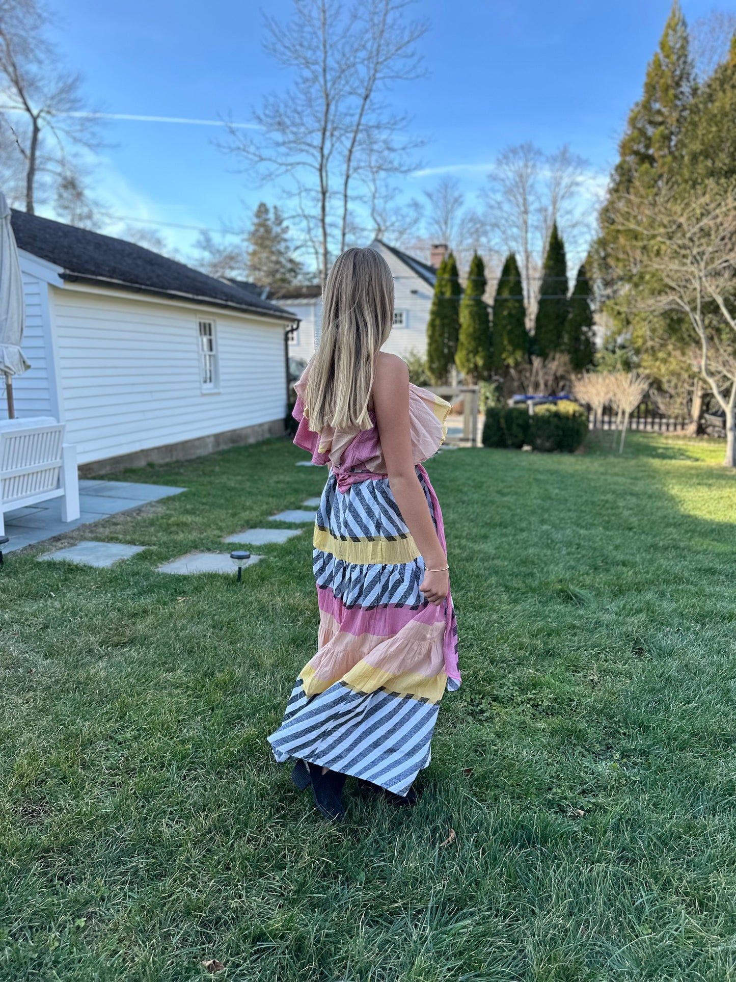 Cora Ruffled One Shoulder Maxi Dress