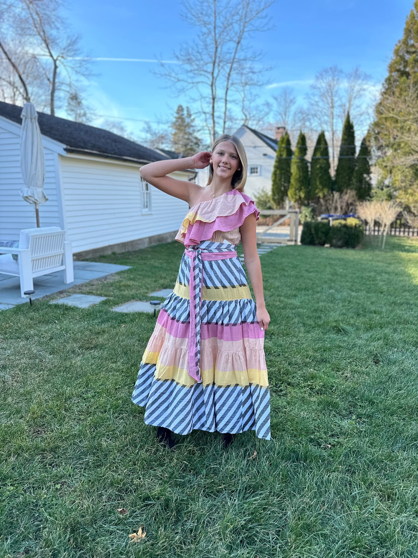 Cora Ruffled One Shoulder Maxi Dress