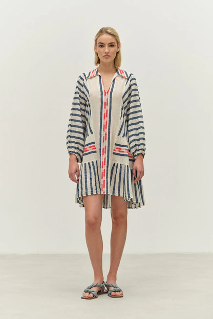 Nifty Nautical Long Sleeve Cotton Dress