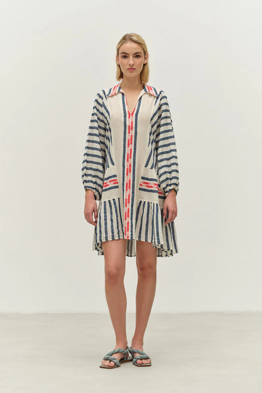 Nifty Nautical Long Sleeve Cotton Dress