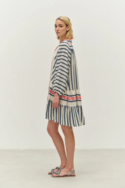 Nifty Nautical Long Sleeve Cotton Dress