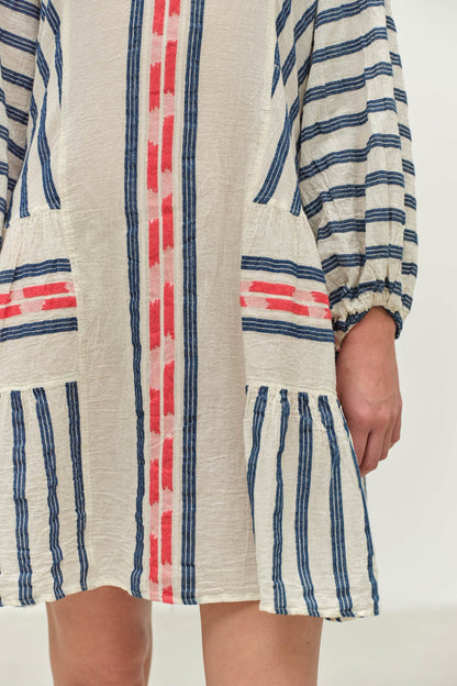 Nifty Nautical Long Sleeve Cotton Dress