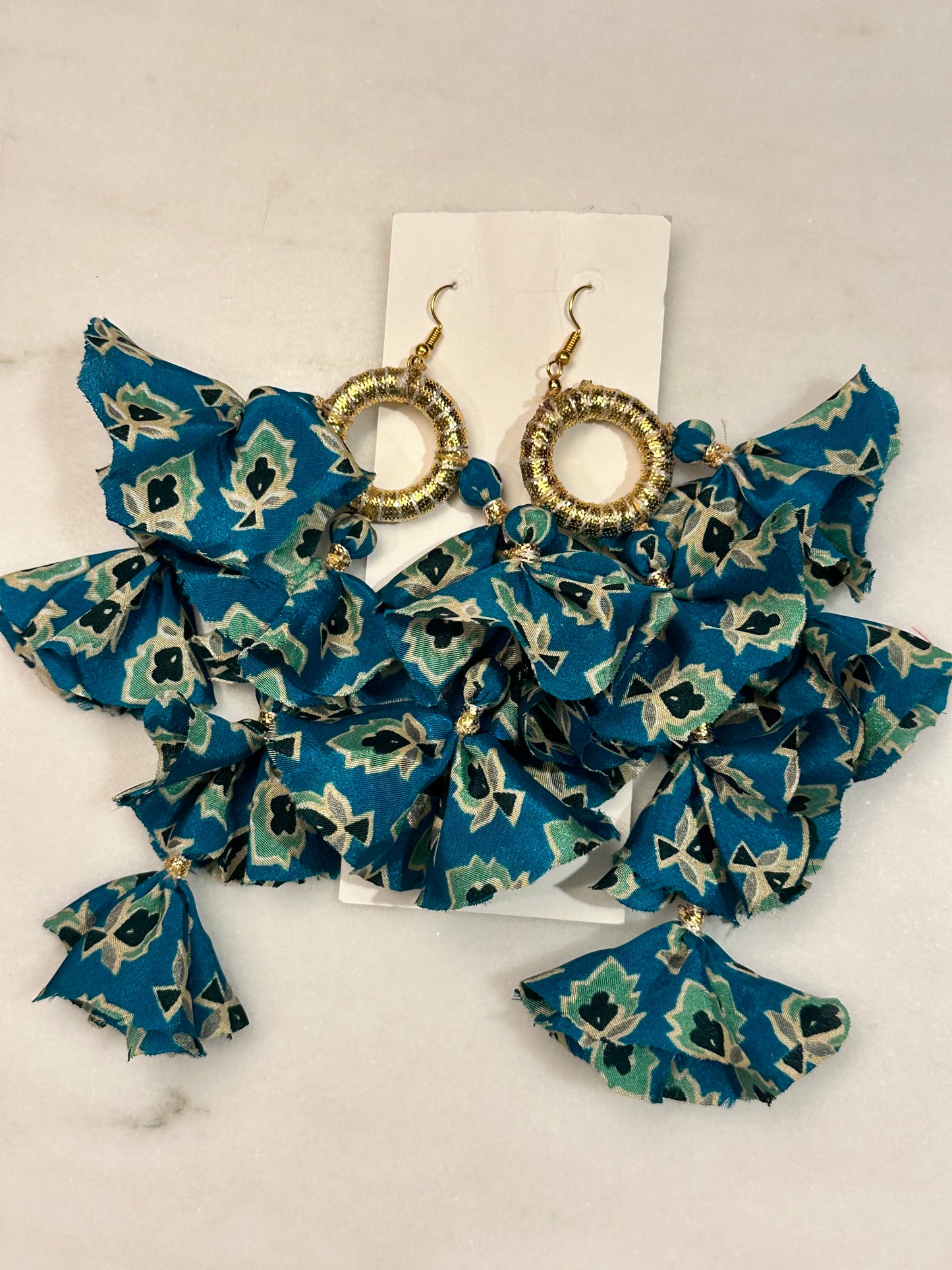 Silk Sari Tassel Earrings