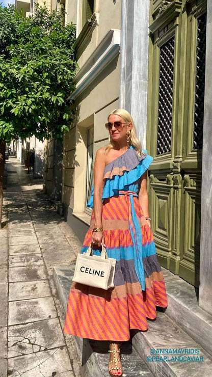 Cora Ruffled One Shoulder Maxi Dress