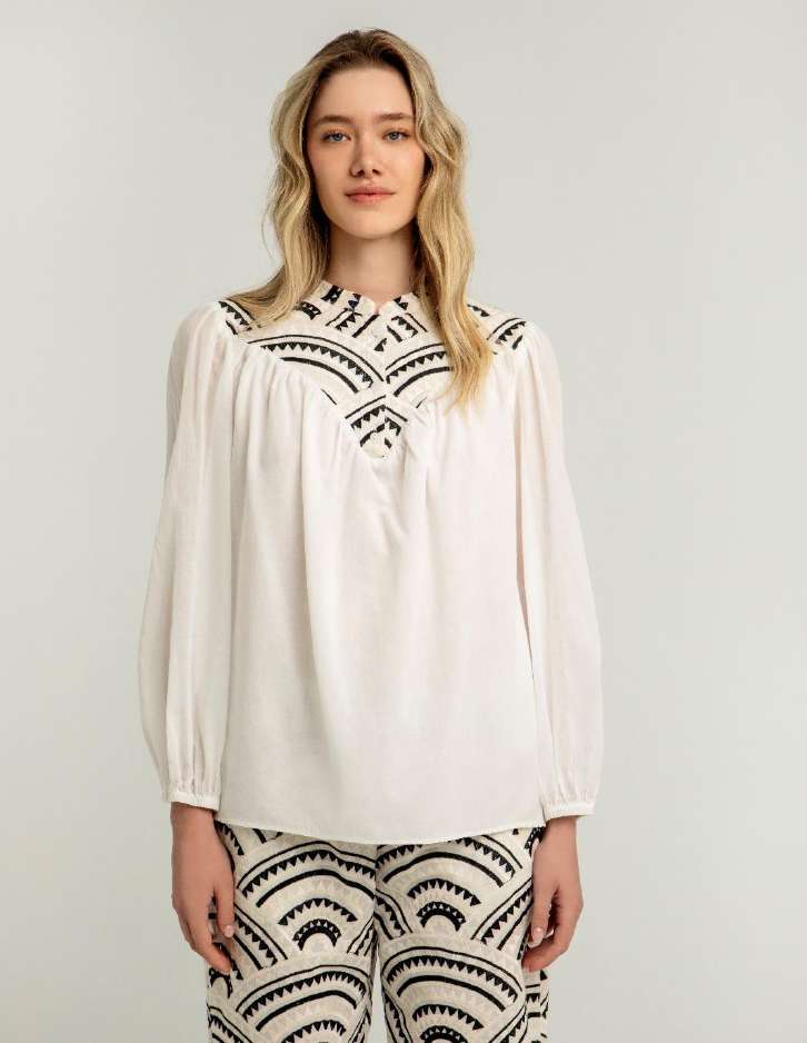 Mao Collar Long Sleeve Shirt