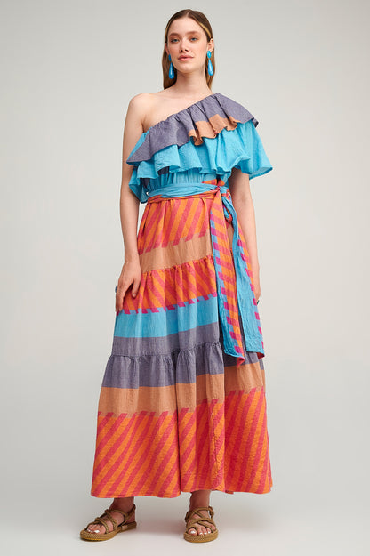Cora Ruffled One Shoulder Maxi Dress
