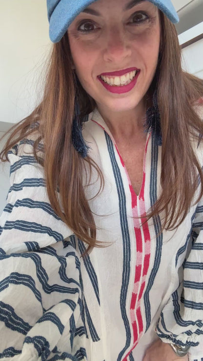 Nifty Nautical Long Sleeve Cotton Dress